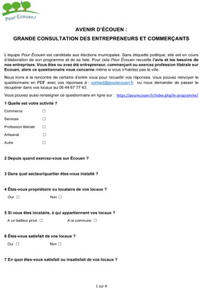 questionnaire entreprises