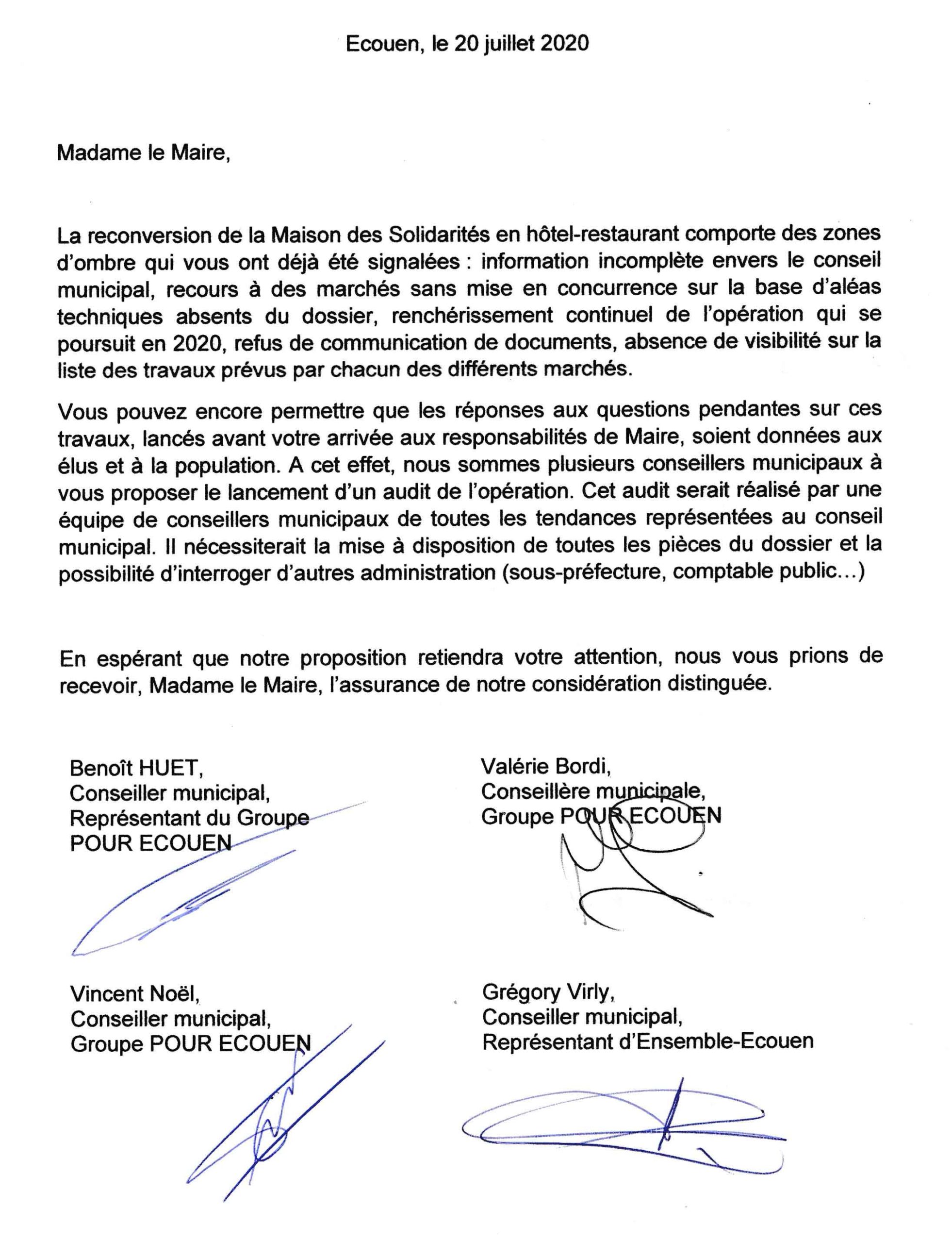 lettre commission d'enquête
