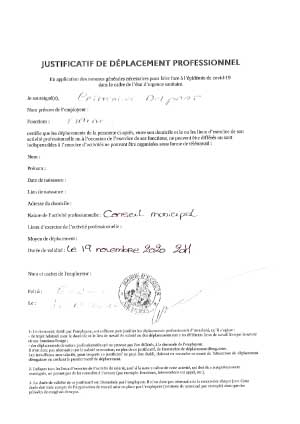 Justificatif de déplacement professionnel 2020 07 07 Note de synthèse
