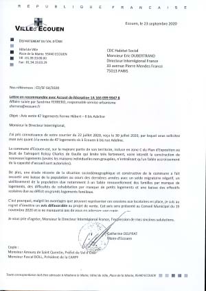 Réponse mairie 23 septembre 2020