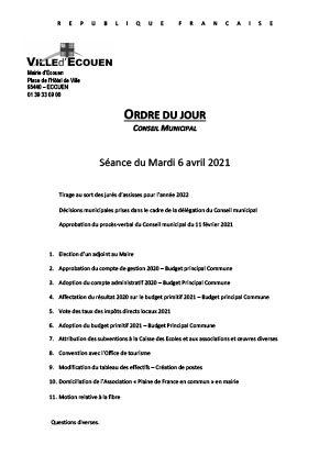 Ordre du jour 6 avril 2021 2020 07 07 ODJ