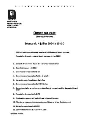Ordre du jour 2020 07 07 Note de synthèse